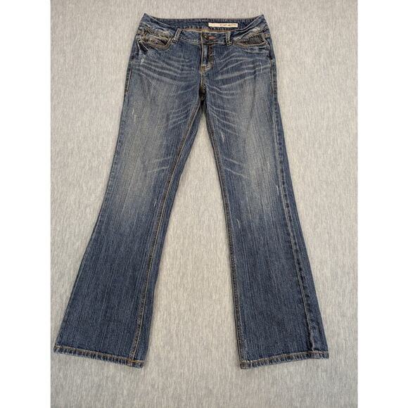 DKNY Jeans Womens Jeans Size 6 Bootcut Distressed Zipper Pockets Denim Pants Y2K - Picture 1 of 16